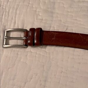 Men's Brown Leather Belt silver Buckle 38-42 L XL